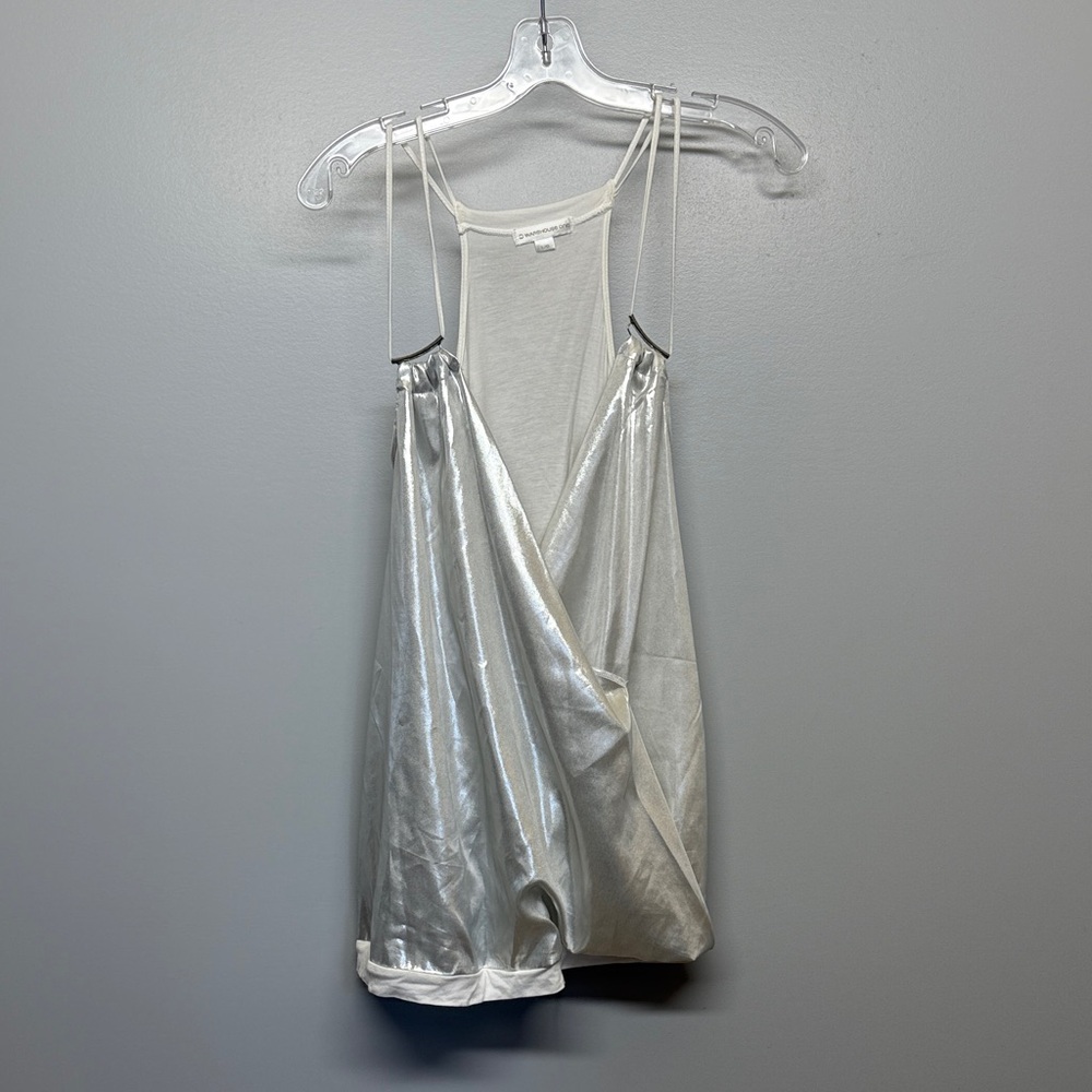 Metallic Oversized Flowy Metal Strap Detail  Blouse